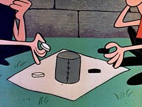 Screenshots from the 1961 Jay Ward Productions cartoon The Thirteen Helmets