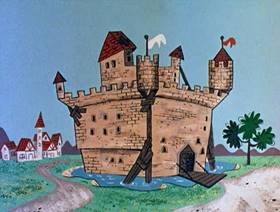 Screenshots from the 1961 Jay Ward Productions cartoon The Thirteen Helmets