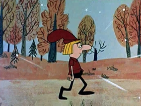 Screenshots from the 1961 Jay Ward Productions cartoon Little Fred Riding Hood