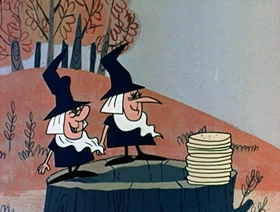 Screenshots from the 1961 Jay Ward Productions cartoon Little Fred Riding Hood