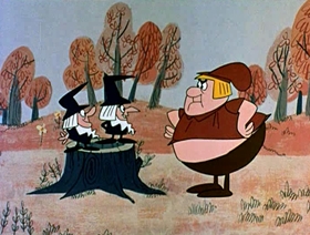 Screenshots from the 1961 Jay Ward Productions cartoon Little Fred Riding Hood