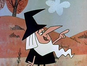 Screenshots from the 1961 Jay Ward Productions cartoon Little Fred Riding Hood