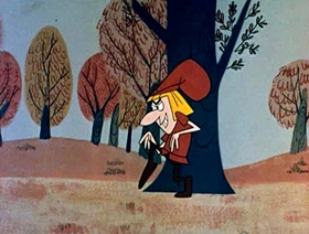Screenshots from the 1961 Jay Ward Productions cartoon Little Fred Riding Hood