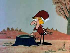 Screenshots from the 1961 Jay Ward Productions cartoon Little Fred Riding Hood