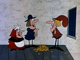 Screenshots from the 1961 Jay Ward Productions cartoon Little Fred Riding Hood