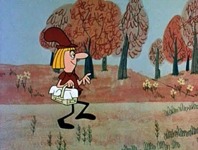 Screenshots from the 1961 Jay Ward Productions cartoon Little Fred Riding Hood
