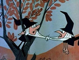 Screenshots from the 1961 Jay Ward Productions cartoon Little Fred Riding Hood