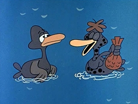 Screenshots from the 1961 Jay Ward Productions cartoon The Ugly Almond Duckling