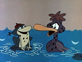 Screenshots from the 1961 Jay Ward Productions cartoon The Ugly Almond Duckling