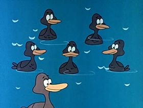 Screenshots from the 1961 Jay Ward Productions cartoon The Ugly Almond Duckling