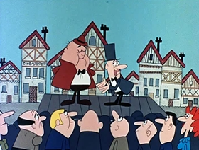 Screenshots from the 1961 Jay Ward Productions cartoon The Mysterious Castle