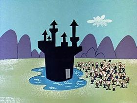 Screenshots from the 1961 Jay Ward Productions cartoon The Mysterious Castle