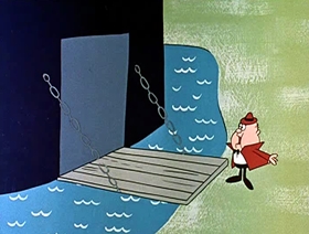 Screenshots from the 1961 Jay Ward Productions cartoon The Mysterious Castle