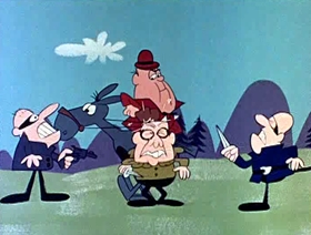 Screenshots from the 1961 Jay Ward Productions cartoon The Mysterious Castle