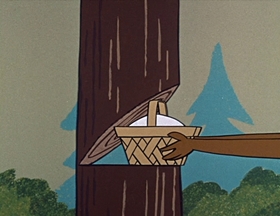 Screenshots from the 1961 Hanna-Barbera cartoon Booby Trapped Bear