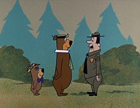 Screenshots from the 1961 Hanna-Barbera cartoon Booby Trapped Bear