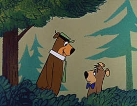 Screenshots from the 1961 Hanna-Barbera cartoon Booby Trapped Bear
