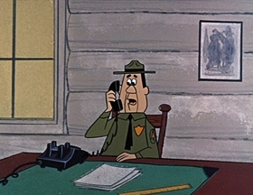 Screenshots from the 1961 Hanna-Barbera cartoon Booby Trapped Bear