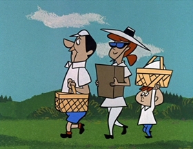 Screenshots from the 1961 Hanna-Barbera cartoon Bears and Bees