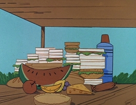 Screenshots from the 1961 Hanna-Barbera cartoon Bears and Bees