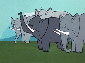 Screenshots from the 1961 Hanna-Barbera cartoon Paws for Applause