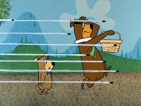 Screenshots from the 1961 Hanna-Barbera cartoon Missile Bound Yogi