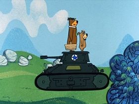Screenshots from the 1961 Hanna-Barbera cartoon Missile Bound Yogi