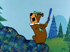 Screenshots from the 1961 Hanna-Barbera cartoon Missile Bound Yogi