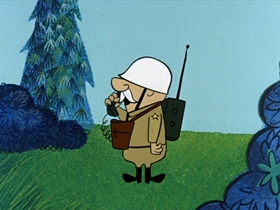 Screenshots from the 1961 Hanna-Barbera cartoon Missile Bound Yogi