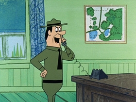 Screenshots from the 1961 Hanna-Barbera cartoon Missile Bound Yogi