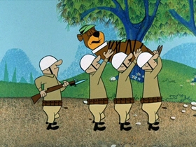 Screenshots from the 1961 Hanna-Barbera cartoon Missile Bound Yogi