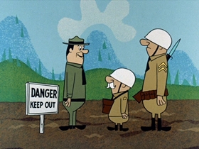 Screenshots from the 1961 Hanna-Barbera cartoon Missile Bound Yogi