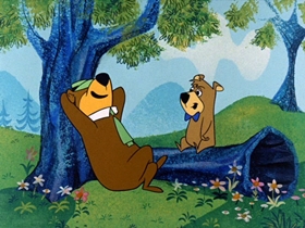 Screenshots from the 1961 Hanna-Barbera cartoon Missile Bound Yogi