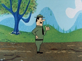 Screenshots from the 1961 Hanna-Barbera cartoon Missile Bound Yogi