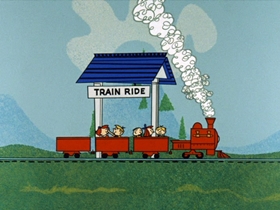 Screenshots from the 1961 Hanna-Barbera cartoon Loco Locomotive