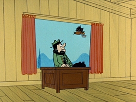 Screenshots from the 1961 Hanna-Barbera cartoon Batty Bear