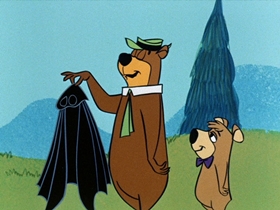 Screenshots from the 1961 Hanna-Barbera cartoon Batty Bear