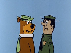Screenshots from the 1961 Hanna-Barbera cartoon Threadbare Bear