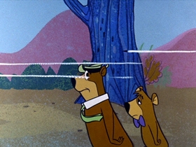 Screenshots from the 1961 Hanna-Barbera cartoon Threadbare Bear
