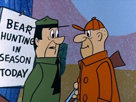 Screenshots from the 1961 Hanna-Barbera cartoon Threadbare Bear