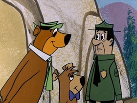 Screenshots from the 1961 Hanna-Barbera cartoon Threadbare Bear