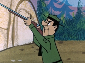 Screenshots from the 1961 Hanna-Barbera cartoon Threadbare Bear