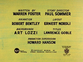 Screenshots from the 1961 Hanna-Barbera cartoon Threadbare Bear