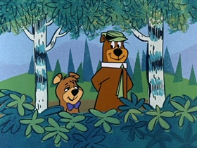 Screenshots from the 1961 Hanna-Barbera cartoon Threadbare Bear