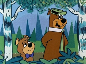 Screenshots from the 1961 Hanna-Barbera cartoon Threadbare Bear