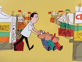 Screenshots from the 1961 Bagdasarian Productions cartoon The Brave Chipmunks