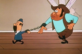 Screenshots from the 1961 Walter Lantz cartoon Rough and Tumbleweed