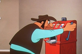 Screenshots from the 1961 Walter Lantz cartoon Rough and Tumbleweed