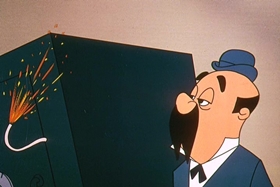 Screenshots from the 1961 Walter Lantz cartoon Rough and Tumbleweed