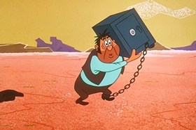 Screenshots from the 1961 Walter Lantz cartoon Rough and Tumbleweed
